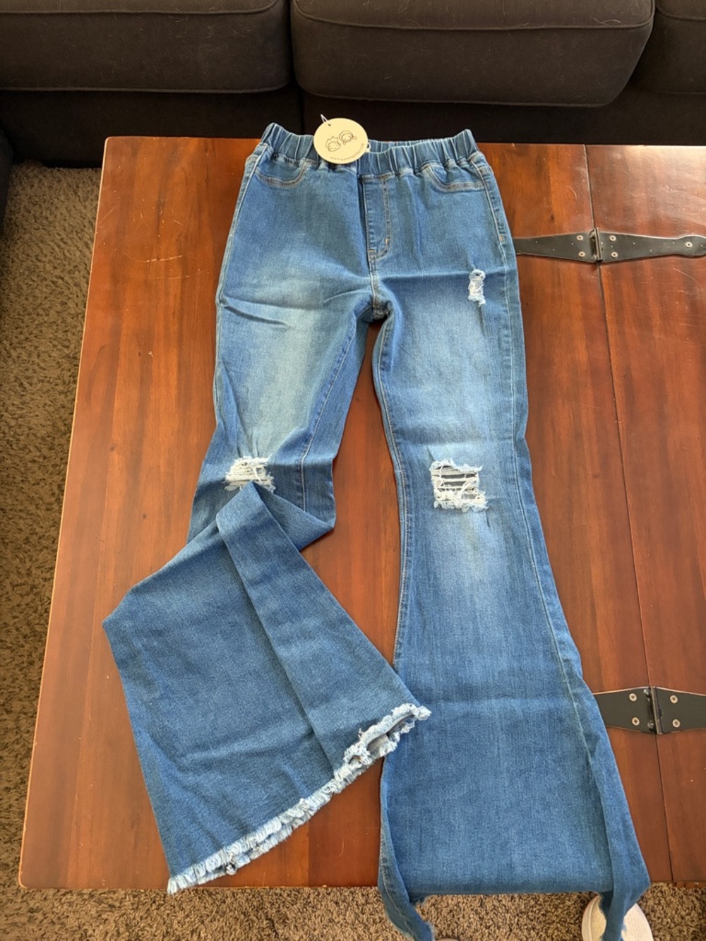 Blue Distressed Women's Bell Bottom Flared Jeans New With Tag